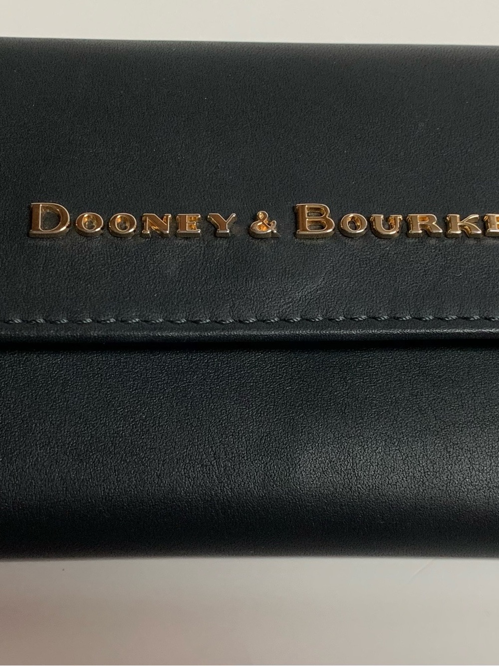 Dooney & Bourke Black Leather Wallet with Gold Logo